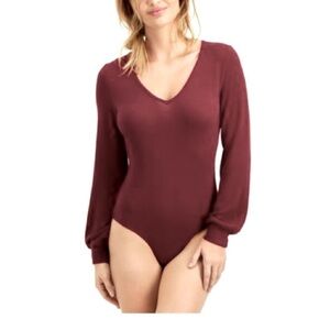 Self Esteem Juniors' Mock-Neck Bodysuit - berry women shirt top